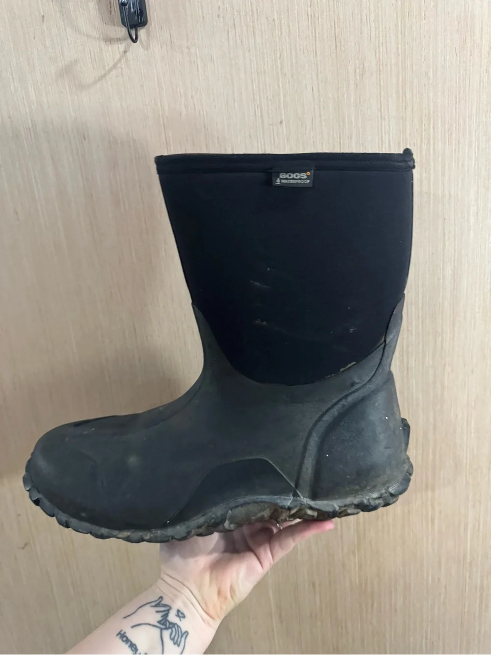Men’s Bogs Neo Tech All-Black Waterproof Neoprene Rain Boots Size 17